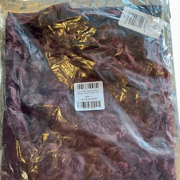 TORRID Women's Flocked Mesh Mock Neck Long Sleeve Top 1(14-16) Plus Size NWT - Picture 5 of 5